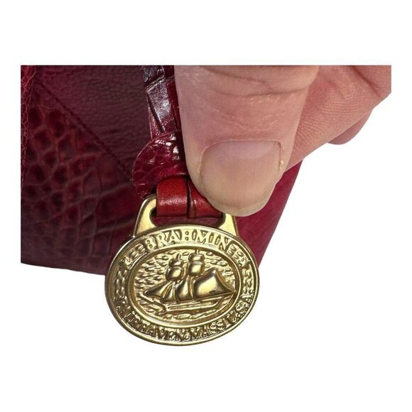 Brahmin Croc Rosetta Merlot Ombre Melbourne Red Leather Satchel Purse Dust Bag - Picture 3 of 12